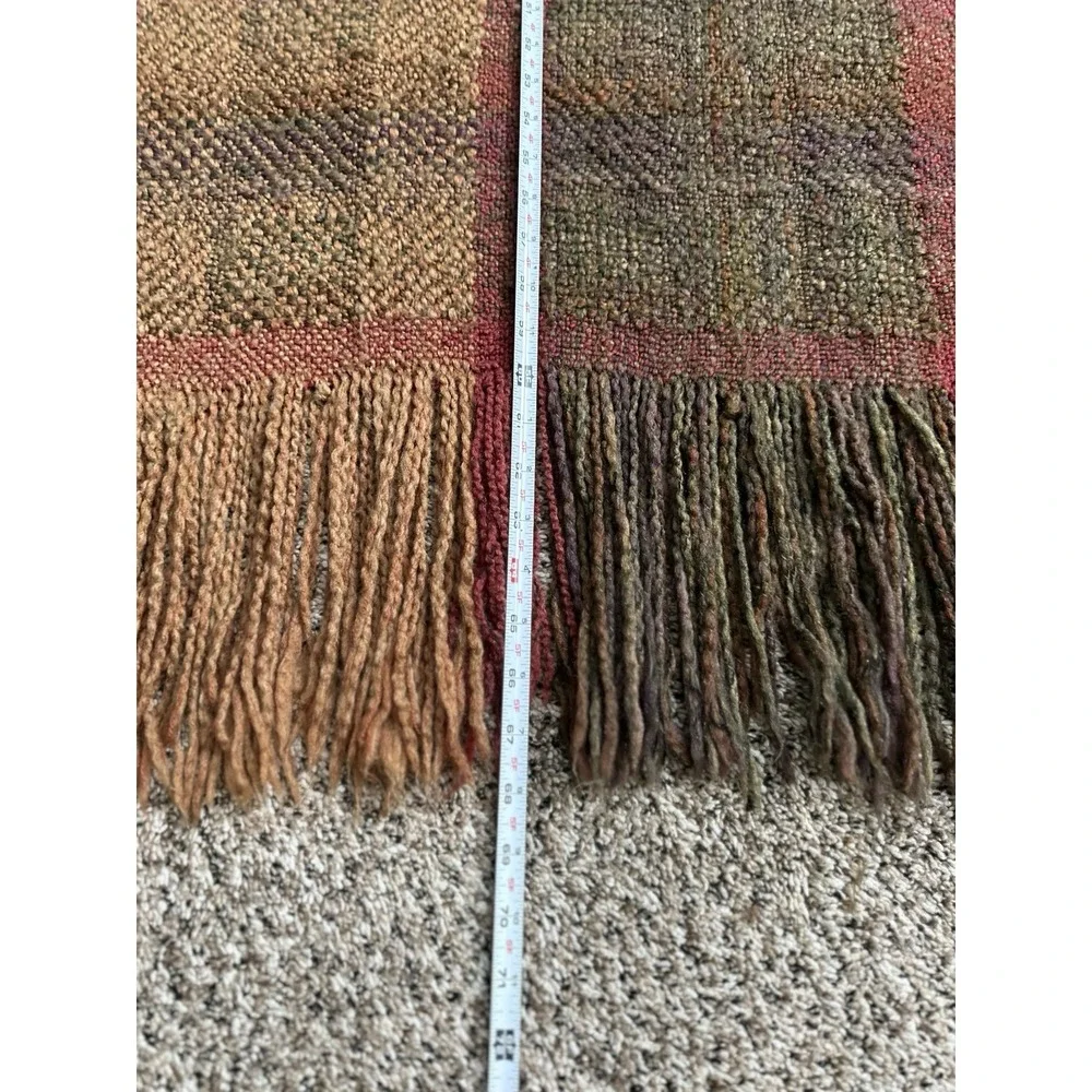 Kennebunk Weavers Woven Throw Blanket Made In The USA 39x68 Fringe Green Brown